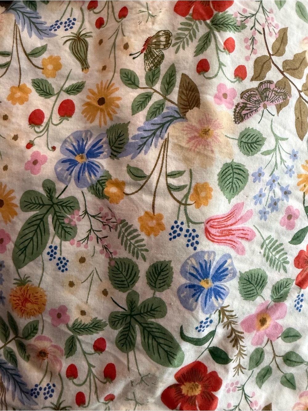 Rifle Paper Floral Garden Sheet in White, Green, Red, Blue, Pink, Yellow